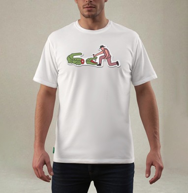 Охотник с ножом против крокодила – Hunter with Knife Against Crocodile - Купить Товары с принтом 